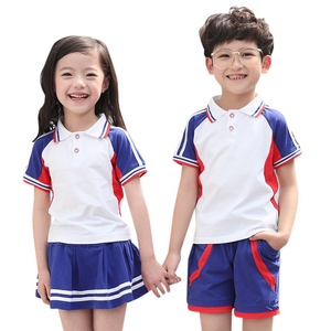 High Quality Custom Designed Boys Girls School Uniforms Trendy Navy 100% Polyester Shirt Shorts for Summer Graduation <b>Children</b> - Product Image 6