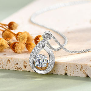 Colliers pendentifs infinis en moissanite taille brillant de 6,5 mm 1 carat, couleur D, pureté VVS, en argent sterling 925, pour femmes, cadeau de mariage de haute qualité - Product Image 3