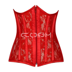 Corset en maille orange à baleines en acier, style Underbust, pour la mode et le fitness - Product Image 6