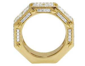 Octagon Frame Mens <b>Ring</b> <b>Crafted</b> in 10K Gold Iced Out with Lab Grown Diamonds Luxury Hip Hop Statement Jewelry - Product Image 4