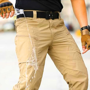 กางเกงคาร์โก้ผ้าใบโพลีเอสเตอร์น้ำหนักเบาใส่ได้ทั้งชายและหญิงมีซิปกันลมสไตล์ด้านหน้าแบนราบสำหรับกลางแจ้งทำงานเดินป่าไซส์ใหญ่พิเศษ - Product Image 6