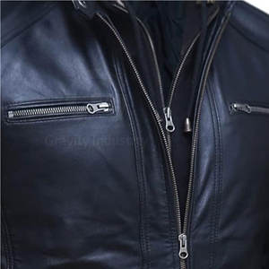 Veste en cuir de vache à capuche de haute qualité avec logo personnalisé et position avant, vêtements d'hiver tendance pour hommes - Product Image 5