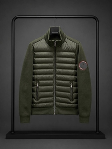 Blouson matelassé hybride de luxe pour homme, d'hiver, style bomber, thermique, à quart de zip, décontracté, imperméable, pour l'extérieur, avec devant non-tissé - Product Image 4