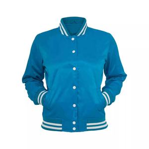 Chaqueta de béisbol Bomber de satén de lona con cuello mandarín y estampado personalizado para mujer, ropa de calle de invierno de alta calidad con frente bordado - Product Image 1
