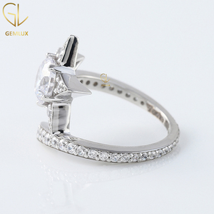 Nuevo anillo de diamante con forma de estrella de diseño de moda, anillo de estrella de diamante de moissanita de corte redondo, anillo de derivación, anillo de plata 925 - Product Image 5