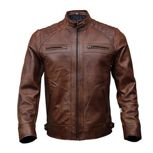 Blouson de motard d'hiver en cuir pour hommes, pour motocyclistes, style vintage, respirant et à séchage rapide - Product Image 4