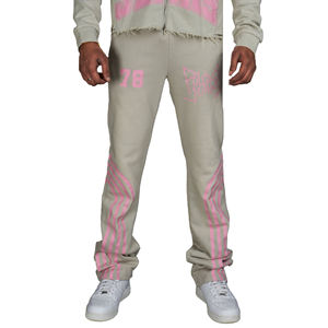 Vêtements de rue légers, personnalisés, imprimés intégralement, surdimensionnés, coupe droite, taille mi-haute, devant plat, décontractés, respirants, séchage rapide, 100% coton - Product Image 1