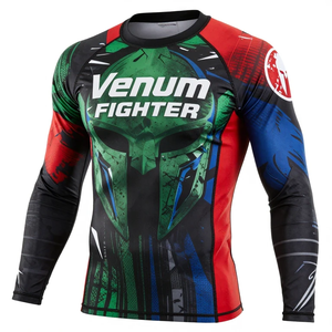 Camiseta de Entrenamiento MMA Venum Fighter Rash Guard de Manga Larga con Estampado por Sublimación para Hombre, Secado Rápido, Manga Completa, Venum Fitness Rash Guard - Product Image 1