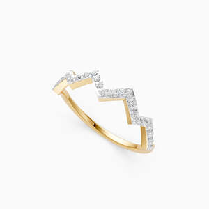 Bague en or 9 carats jaune, blanc et rose avec diamant de laboratoire en forme de zigzag, 0,156 ct, pour usage quotidien - Product Image 1