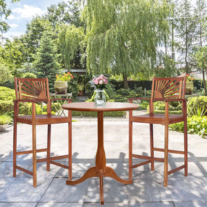 Outdoor Solid Wood Bar Chair Patio Garden High <b>Stool</b> Wooden Balcony Furniture for Backyard Cafe Restaurant Use - Product Image 4