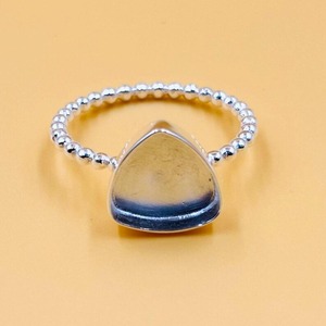 Trillion forme lunette bague réglage 925 en argent Sterling Base vierge pour résine lait maternel bricolage souvenir bijoux Cabochon pierre montage - Product Image 3