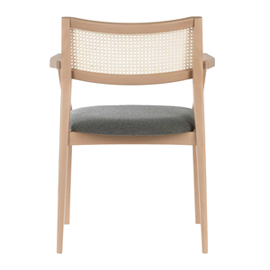 Liavin Solid Teak Wood Dining <b>Chair</b> with <b>Rattan</b> Wicker and <b>Cushion</b> for Restaurant Natural Finish - Product Image 3