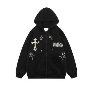 Custom Embroidery Men's Vintage Zip Hoodie Heavyweight 100% Cotton Fleece Oversize Streetwear Hoodie with Zipper for Spring - Product Image 2