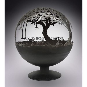 Weather resistant powder coated metal <b>fire</b> <b>pit</b> with intricate scrollwork details adding artistic flair to outdoor decor - Product Image 3