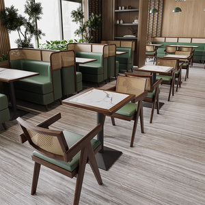 Nuevo diseño, Banco de comedor largo, sofá, asiento de Banco de cuero de ratán de madera para restaurante y cafetería - Product Image 4