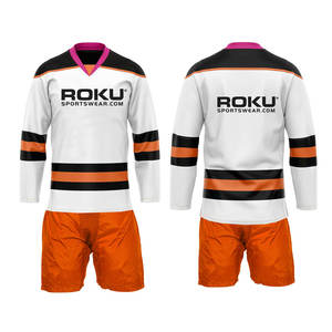 Uniforme de hockey sobre hielo de poliéster de alta calidad, conjunto diseñado a medida hecho en fábrica para equipos OEM con impresión para ropa deportiva a bajo precio - Product Image 4