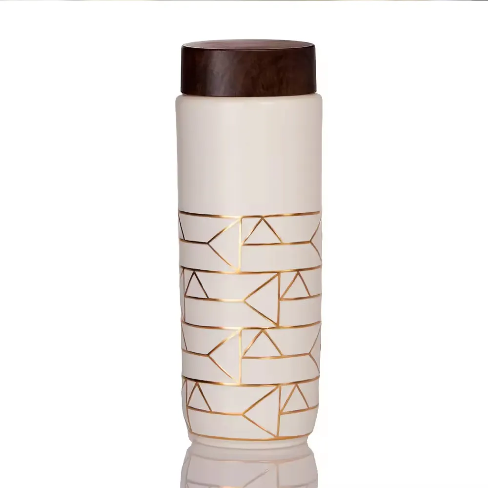 ACERA Liven Alchemical Signs Gold Travel Mug 16 oz fabriqué avec de beaux motifs minimalistes peints à la main