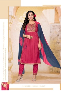 Collection de costumes élégants en lin de rayonne Bombay lourde brodés et nazaréens Dupatta de vêtements indiens et pakistanais - Product Image 5