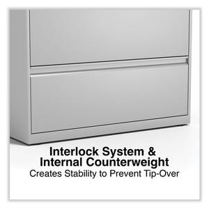 Alera 25494 Light Gray 36 In. X 18.63 In. X 52.5 In. Legal/Letter-Size 4-<b>Drawer</b> Lateral File with <b>Lockable</b> Feature - Product Image 5