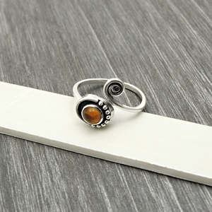 Anillo de Plata de Ley 925 con Piedra Preciosa de Citrino, Joyería Bohemia Hecha a Mano con Piedra Preciosa de Corte Redondo, Especialmente para Regalo de Boda para Chicas - Product Image 2