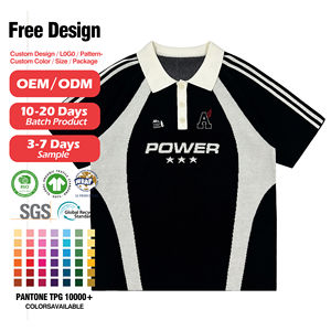 Custom Streetwear Rugby Polo T Shirt Printed Striped High Quality Embroidery Patch Button up Cropped Cotton Polo <b>Tshirts</b> <b>Men</b> - Product Image 6