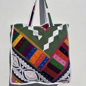 Bolso Tote acolchado de algodón hecho a mano más vendido para mujer, diseño de retazos para uso diario, viaje, comestibles o Playa, Idea de regalo - Product Image 1