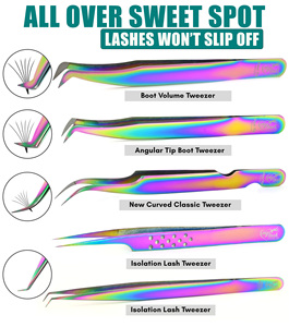 Print Logo Fiber Tip Eyelash Tweezers 45 75 90 Degree Nano Grip Tweezers Custom Private Label Lash Extension Tweezers for Lash - Product Image 3