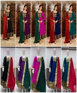 NOUVEL ARRIVÉ VICHITRA SOIE JACQUARD DENTELLE TRAVAIL ANARKALI TOP AVEC DUPATTA DAILY WEAR PRIX DE GROS VÊTEMENT ETHNIQUE NOIR - Product Image 6