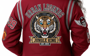 Chaqueta universitaria unisex | Bomber clásico Letterman con cuerpo de lana y mangas de poliéster | Ropa de abrigo personalizada de invierno con cuello levantado - Product Image 4