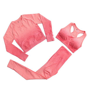 Ensemble deux pièces de haute qualité, taille haute, sport, gym, nouveau design, spandex, nylon, coton, toucher doux, motif uni, ensembles de yoga en nylon pour femmes - Product Image 1