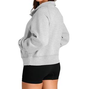 Sweat-shirt à capuche en coton pour femme de haute qualité, fermeture éclair quart de tour, style streetwear, pour l'arrivée de l'hiver, vente en gros 2026 - Product Image 3