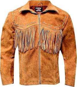 <b>Suede</b> Cowboy Leather <b>Jacket</b> for Men Featuring Vintage Western Fashion Durable Leather Feel and Classic Style - Product Image 5