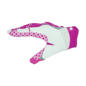 Gants de football américain à motif Web rose et blanc, paume hautement adhérente, dos sublimé - Product Image 4