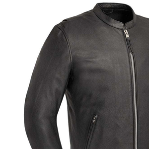 Veste en cuir pour homme personnalisée avec broderie ou patch de logo | Design de style motard pour les marques de marque privée - Product Image 5
