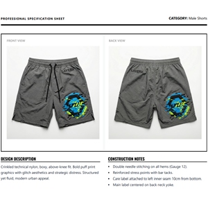Shorts en nylon uni pour hommes, impression DTF, streetwear, coupe ample, délavé, décontracté, pour la salle de sport, demi-pantalon, séchage rapide et respirant, approvisionnement OEM - Product Image 6