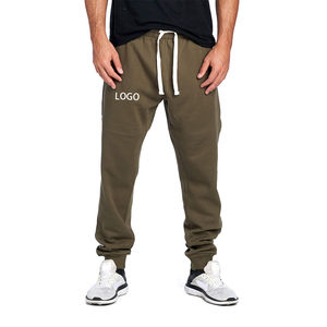 Pantalones de chándal informales para hombre, con logotipo personalizado, atléticos, de corte regular, de lana básica, elásticos, para correr, de algodón medio, con cordón, rectos, para fitness - Product Image 1
