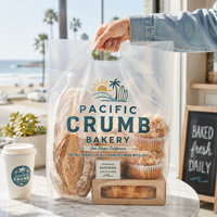 Sacs de boulangerie personnalisés AT PACK, sacs en plastique transparents à emporter avec logo pour le pain, les gâteaux, les pâtisseries, les cafés, l'emballage alimentaire