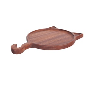 Plateau à pizza en bois d'acacia de forme ronde pour la maison et l'hôtel à un coût abordable Assiette de service à pizza en bois au dernier design avec poignée - Product Image 4