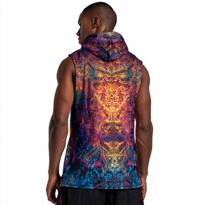 Sweat à capuche sans manches à sublimation pour hommes entraînement Fitness imprimé capuche Singlet Top hommes pull Sublimation sans manches à capuche hauts - Product Image 4