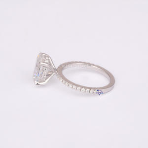 Anillo de claridad VVS de diamante cultivado en laboratorio Halo de corte ovalado y redondo 14KT oro blanco sólido propuesta de compromiso clásica joyería - Product Image 5