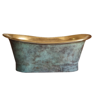 Vente en gros de baignoires autoportantes personnalisées en cuivre et argent, martelées avec un intérieur nickelé, baignoires chaudes pour salle de bains élégantes - Product Image 5