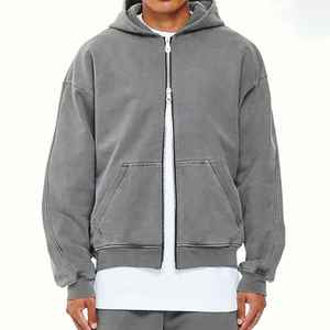 เสื้อมีฮู้ดของผู้ชายสีทึบเสื้อสวมหัวปักโลโก้ฤดูหนาวชุดสตรีทไซส์ XXS ย้อมสีล้วนมีฮู้ดขายส่ง - Product Image 1