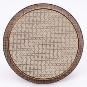 Plateau en métal rond de 370mm Plateau de service durable, élégant et polyvalent Plateau décoratif imprimé en métal pour servir - Product Image 3