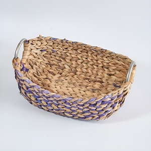 Panier en jacinthe d'eau, conteneur de rangement pour fruits et légumes, paniers naturels tissés à la main - Product Image 3