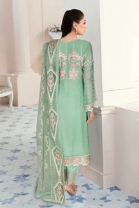 Marca superior de alta calidad de gasa de seda Shalwar Kameez trajes de mujer estilo de fiesta modesto bordado vestido transpirable precio al por mayor - Product Image 3