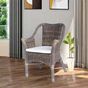 CHAISE MONACO Fauteuil en rotin en bois moderne fait à la main de style asiatique pour appartement hôtel salle à manger meubles de maison - Product Image 4