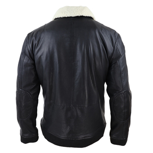 Veste d'hiver pour homme en cuir de haute qualité, personnalisable, avec col en fausse fourrure, style décontracté, coupe-vent, imperméable, écologique, OEM - Product Image 2