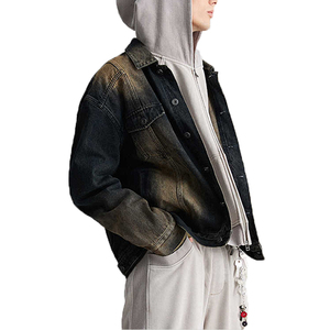 Vente directe à prix d'usine en gros de conception de logo personnalisé veste en jean pour hommes de haute qualité hiver décontracté Vintage 100% coton - Product Image 3