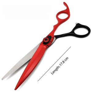 Ciseaux de barbier professionnels de couleur rouge et noire, droits, tranchants, en acier inoxydable, instrument de beauté, ciseaux à effiler Hosanna Surgical - Product Image 4