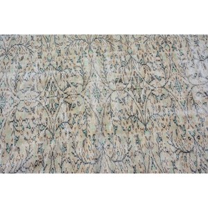 Tapis turc vintage vert beige classique 5.5x9.4 pieds laine patchwork grande surface avec support en latex pour couloir ou chambre à coucher - Product Image 5